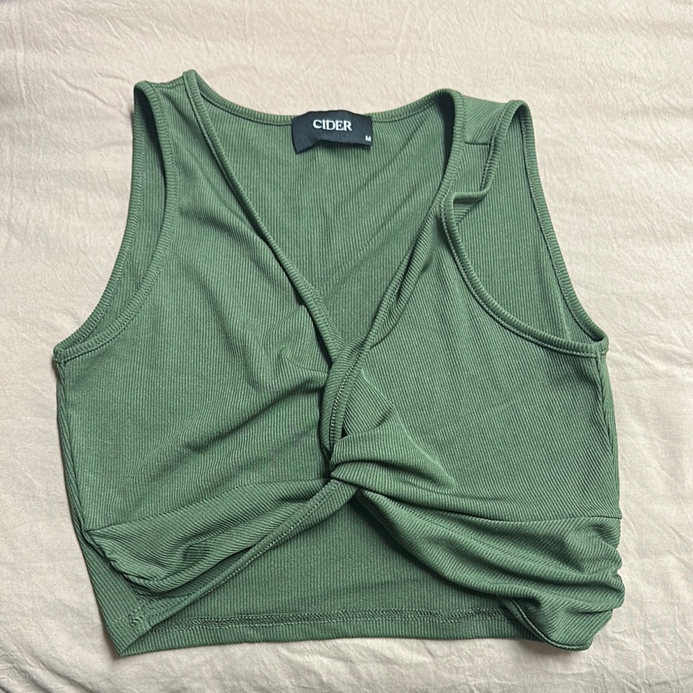 Cider Sage Green Plunge Tank Top